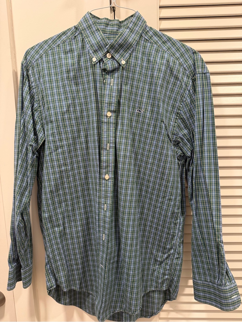 Vineyard Vines Blue and Green Plaid Button-Down Shirt